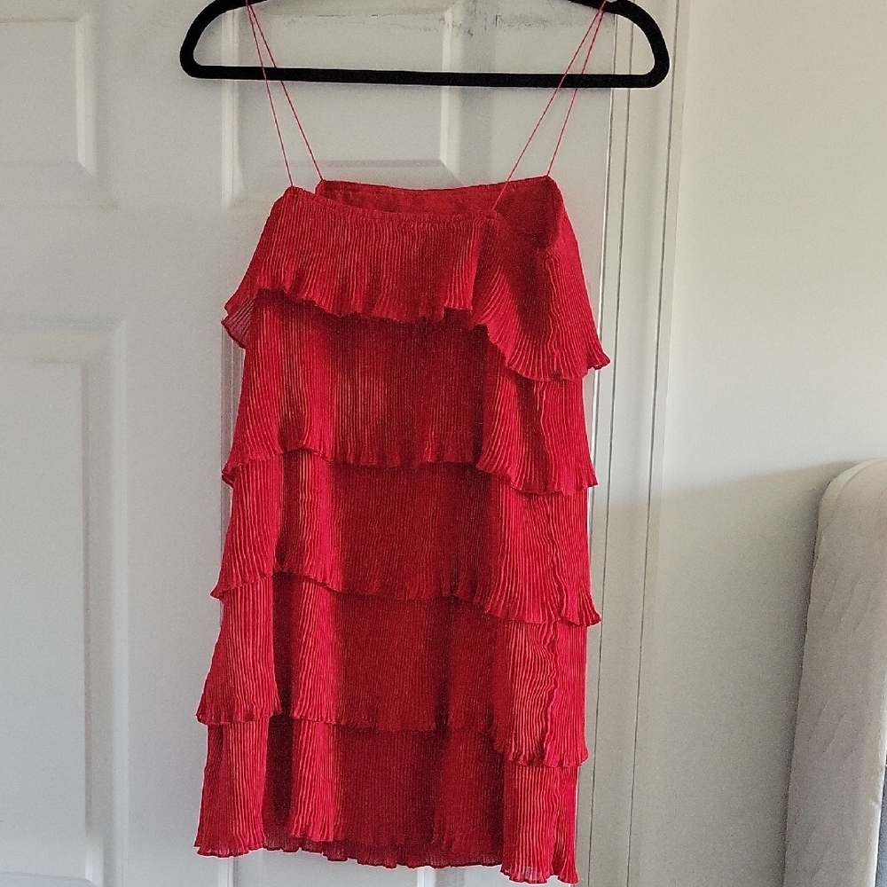 Elegant Red Tiered Skirt